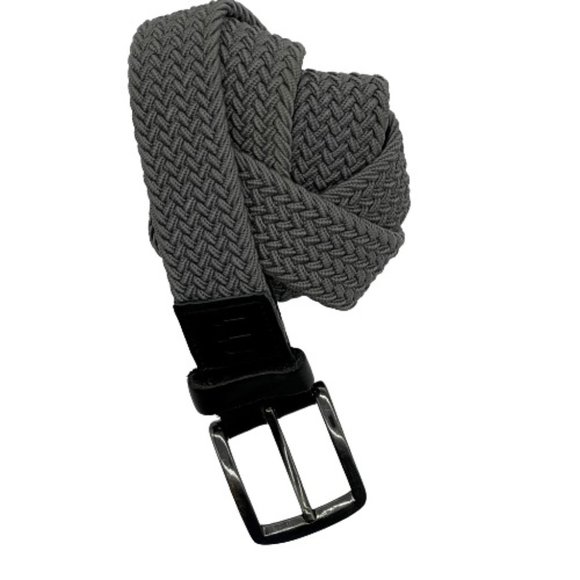 Unbranded Other - Mens Braided Leather Trim Belt Gray Black L Large